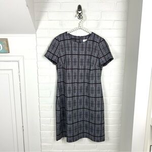 Calvin Klein Plaid Stretch Knit Short Sleeve Dress Size 8